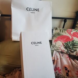 Celine Paris Empty Shoe Box & Gift Bag White Decorative Storage Organizer 14X8X5